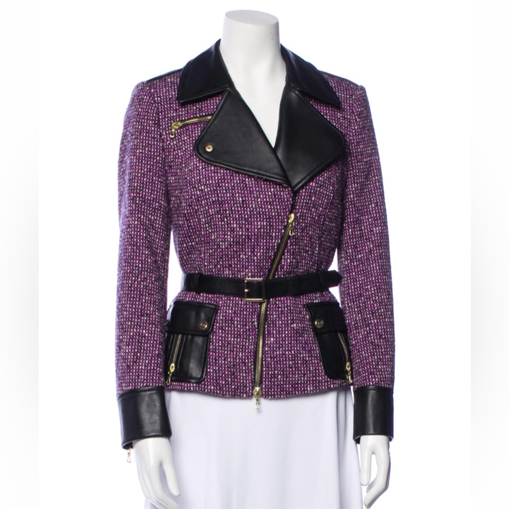 Escada wool and leather purple jacket
